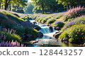 The melody of the flowering valley played by the waterfall 128443257