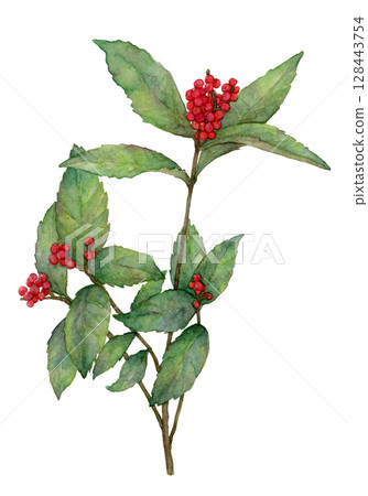 聖誕鐘聲的水彩插圖 聖誕鐘聲的水彩插圖 128443754