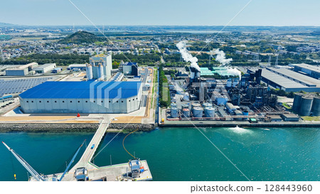 Aerial view of a biomass power plant 128443960