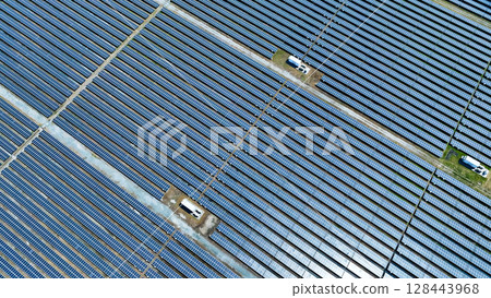 Mega solar panel aerial view 128443968