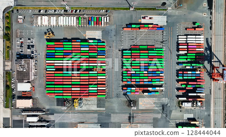 Container yard view from above 128444044