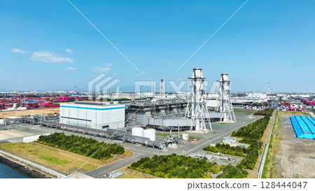 墨西哥灣沿岸火力發電廠的鳥瞰圖 128444047