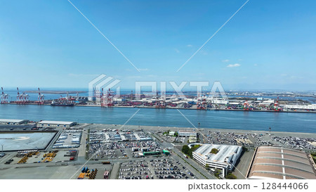 Aerial view of container yard Aerial view of container yard 128444066