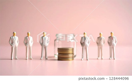 微型商業商人商業場景人物金錢金融銀行硬幣財產 128444096