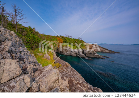 (Karatsu City, Saga Prefecture) The coastline of Nanatsugama with its beautiful columnar joints (Karatsu City, Saga Prefecture) The coastline of Nanatsugama with its beautiful columnar joints 128444624