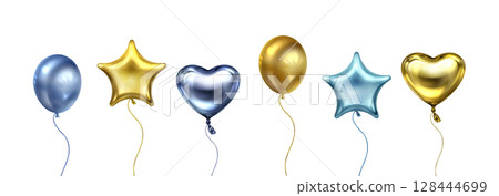 Metallic 3d balloon set Metallic 3d balloon set 128444699