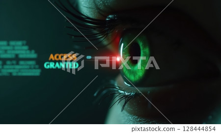 green eye being scanned for a security check green eye being scanned for a security check 128444854
