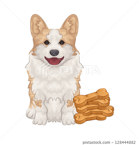 Illustration of Dog with treat 128444882