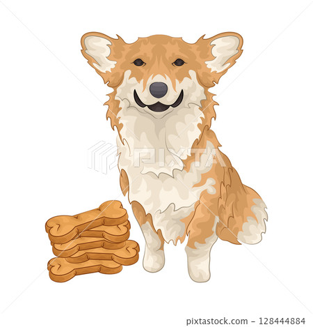 Illustration of Dog with treat 128444884