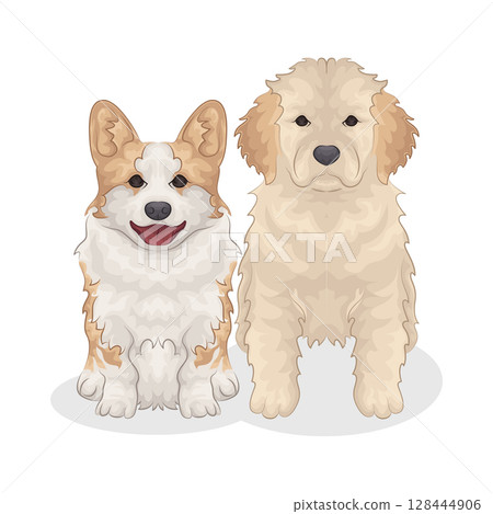 Illustration of Two Dogs 128444906