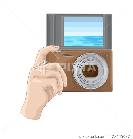 Illustration of Camera in hand 128445087
