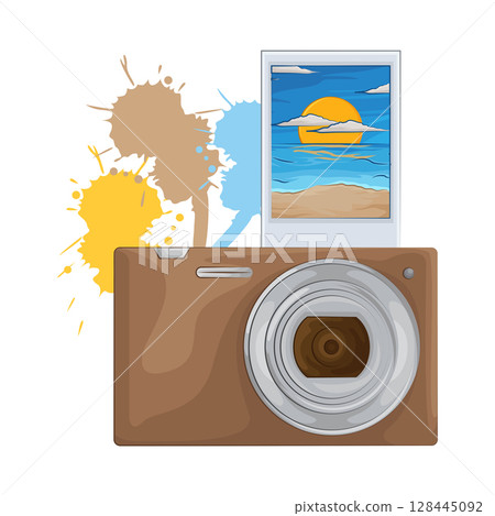 Illustration of Camera with Photo 128445092