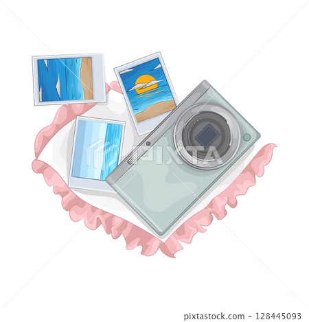 Illustration of Camera with Photo 128445093
