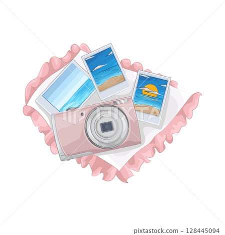 Illustration of Camera with Photo 128445094
