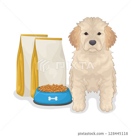 Illustration of Dog with treat Illustration of Dog with treat 128445118