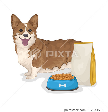 Illustration of Dog with treat 128445119