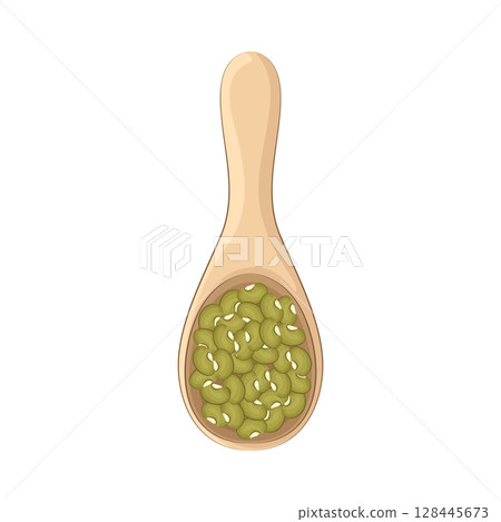 Illustration of Mung Bean on a spoon Illustration of Mung Bean on a spoon 128445673