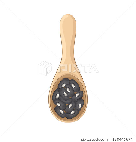 Illustration of Black Bean on a spoon Illustration of Black Bean on a spoon 128445674
