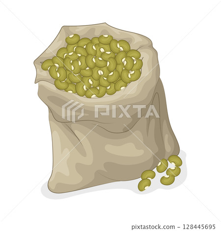 Illustration of mung bean in a sack  128445695