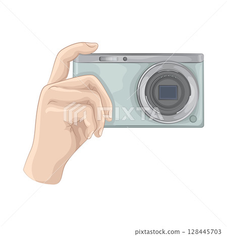 Illustration of Camera in hand 128445703