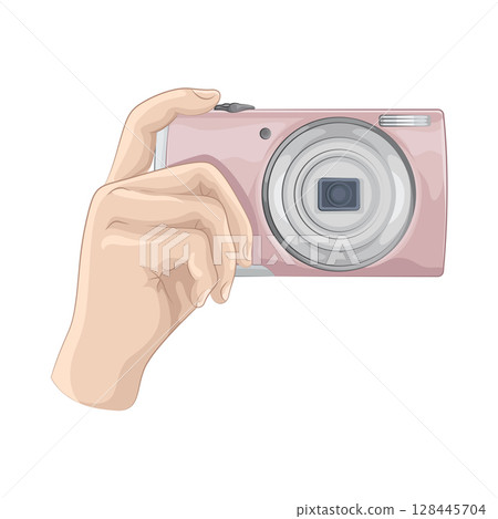 Illustration of Camera in hand 128445704