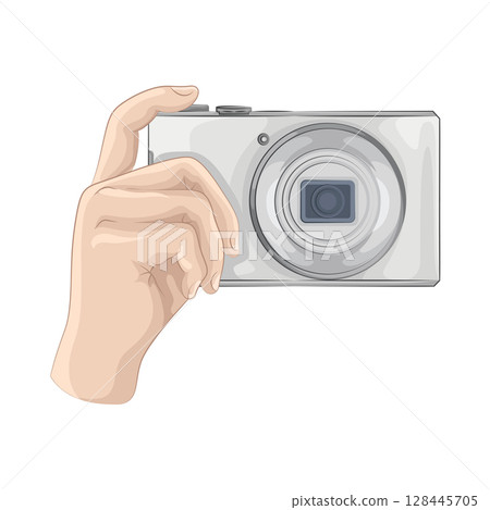 Illustration of Camera in hand 128445705