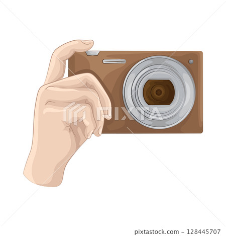 Illustration of Camera in hand 128445707