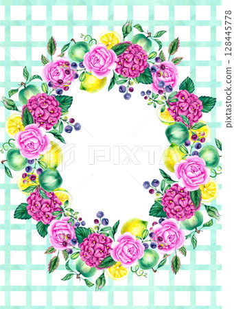 Garden watercolor cottage hand drawn collection 128445778