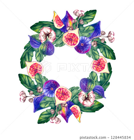 Fig Plant Watercolor Illustration Collection 128445834