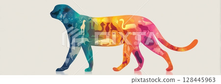 Vibrant silhouette of an animal composed of various medical icons creates a unique and minimalistic design suitable for health-related themes. Vibrant silhouette of an animal composed of various medical icons creates a unique and minimalistic design suitable for health-related themes. 128445963