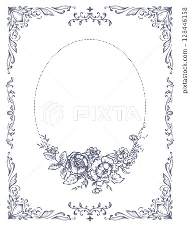 Vintage vector frame with a lot of floral elements, dividers, corners. Retro Victorian style. Vintage vector frame with a lot of floral elements, dividers, corners. Retro Victorian style. 128446158