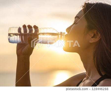 Hydration in the sunset: A time to soothe your summer fatigue 128446288