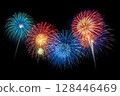Grand Finale: Multiple Colorful Fireworks Exploding 128446469