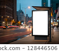 City Bus Stop Billboard Mockup at Night 128446506