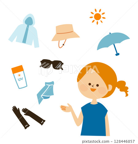 防紫外線女性圖標集材料 128446857