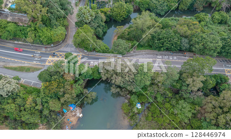 July 4 2025 View of Road and River Surrounded by Dense Greenery and Trees July 4 2025 View of Road and River Surrounded by Dense Greenery and Trees 128446974