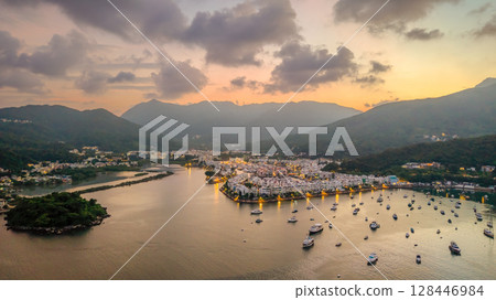 July 4 2025 a Golden Sunset Over Hebe Haven Marina 128446984