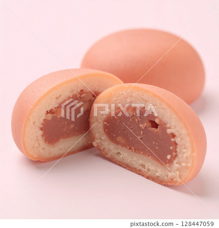 red bean bun, bread, sweet red bean paste, dessert bread, traditional bun, snack item, soft bread, filling, bakery item, nostalgic snack, sweet bun, red bean filling, classic bread, Asian bakery, fluf 128447059