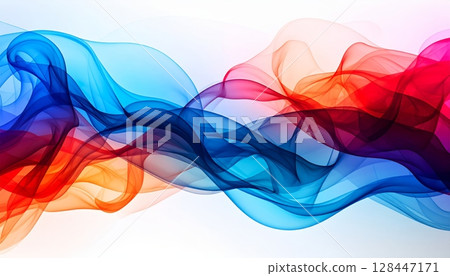 Abstract colorful smoke on black: a flowing, vibrant pattern of blue and purple light curves with the motion of fire and incense Abstract colorful smoke on black: a flowing, vibrant pattern of blue and purple light curves with the motion of fire and incense 128447171