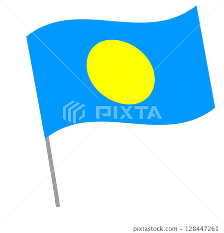 Palau national flag flutters with flagpole 128447261