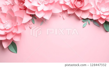 Paper Cut Pink Lotus flower petals create a beautiful, romantic nature background perfect for spring or wedding designs Paper Cut Pink Lotus flower petals create a beautiful, romantic nature background perfect for spring or wedding designs 128447332