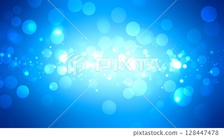 Bright blue light circles glow with a blurred, sparkling bokeh effect, creating an abstract and festive background pattern Bright blue light circles glow with a blurred, sparkling bokeh effect, creating an abstract and festive background pattern 128447478