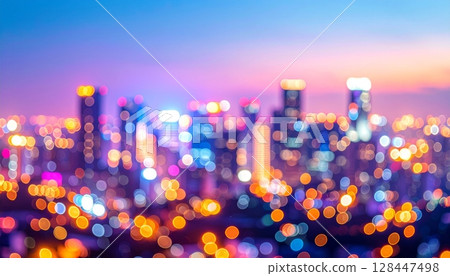 Bright and colorful abstract party lights glow like stars in the night, creating a festive holiday disco backdrop Bright and colorful abstract party lights glow like stars in the night, creating a festive holiday disco backdrop 128447498