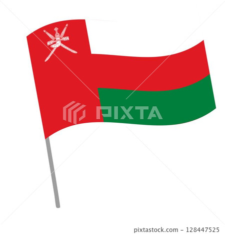 Oman national flag flutters with flagpole 128447525