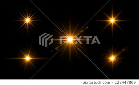 An abstract night celebration with bright, glowing sparkler fireworks and stars 128447809