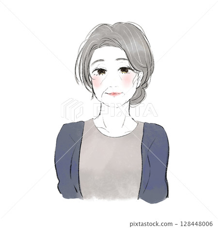 Illustration icon of a middle-aged woman facing forward Illustration icon of a middle-aged woman facing forward 128448006