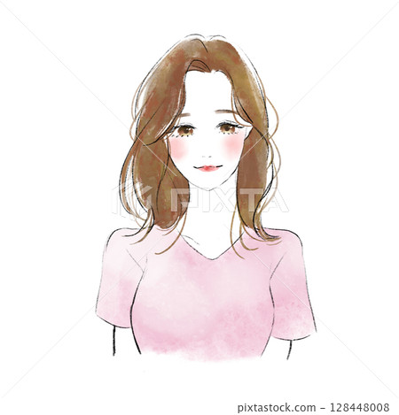 一位長髮朝前的年輕女子的插圖圖標 128448008