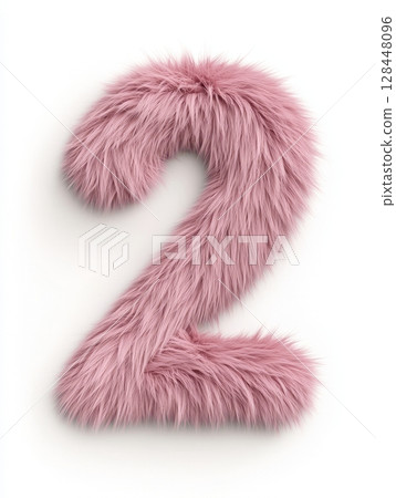 Soft pink number two features a fluffy texture, making it an adorable addition for children's rooms or playful decor, enhancing any space 128448096