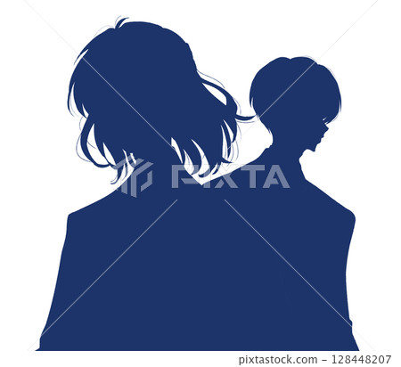 Men and women in suits, working people, silhouettes 128448207