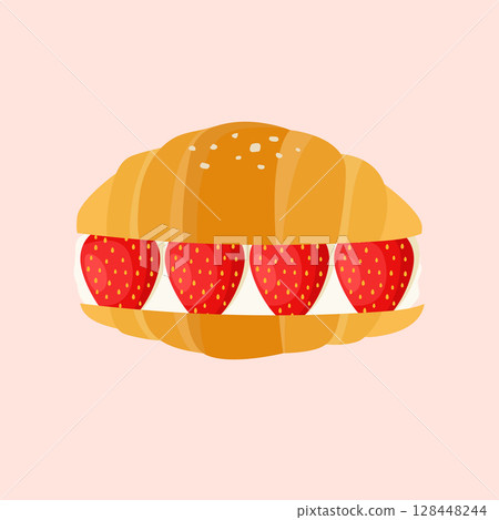 Shio pan Japanese salted roll bread with strawberry Shio pan Japanese salted roll bread with strawberry 128448244